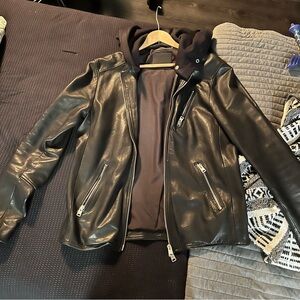 AllSaints Black Leather Jacket - Medium